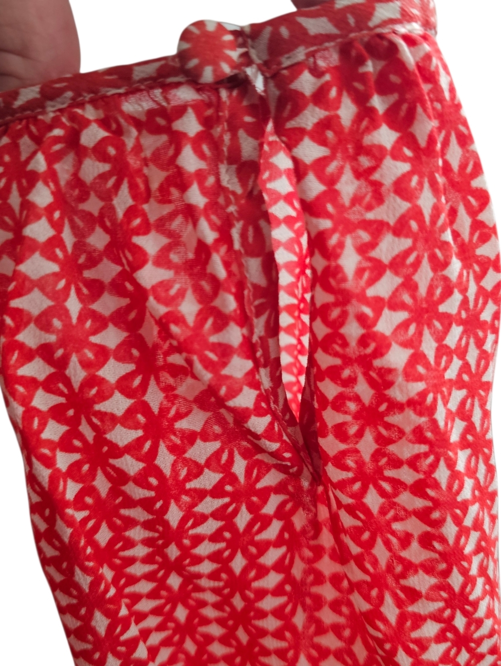 Lucky Brand Sheer Beaded Boho Peasant Blouse Orange Flowy Loose Womens Medium - Picture 4 of 12
